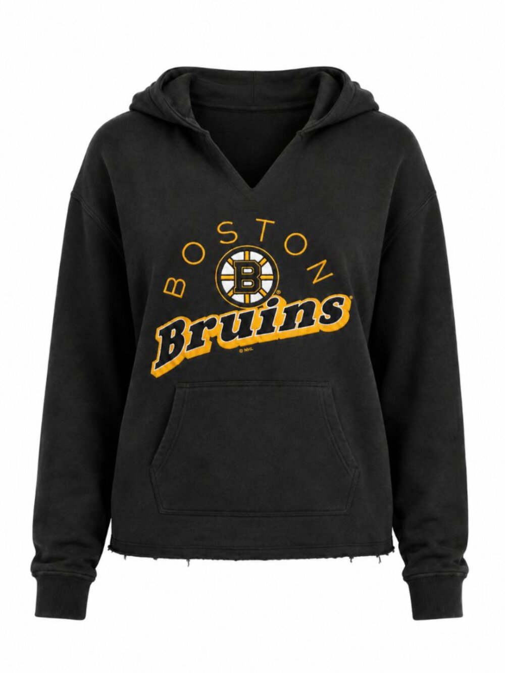 NHL Boston Bruins Women's Black V-Neck Pullover Hoodie M